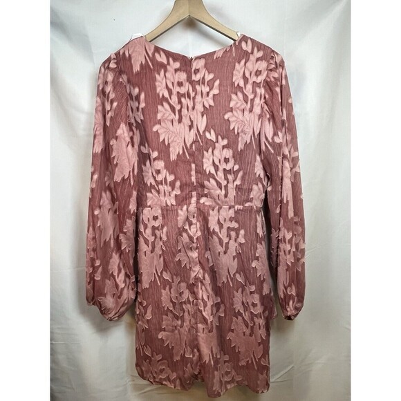 Lulus meant to shine mauve floral long sleeve mini dress womens medium NEW - Picture 7 of 10